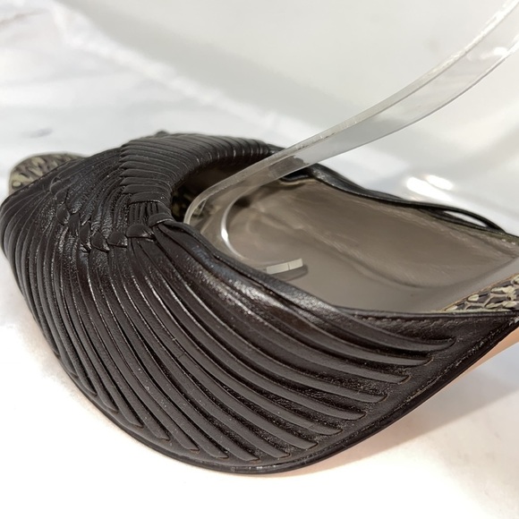 Reiss Sz 40/ US 9 Peep Toe Stiletto Charcoal SnakePrint Heels - Picture 8 of 13